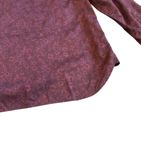 John Varvatos Burgundy Button-Down Shirt 100% Cotton Print Long Sleeve Size XL - Picture 10 of 12